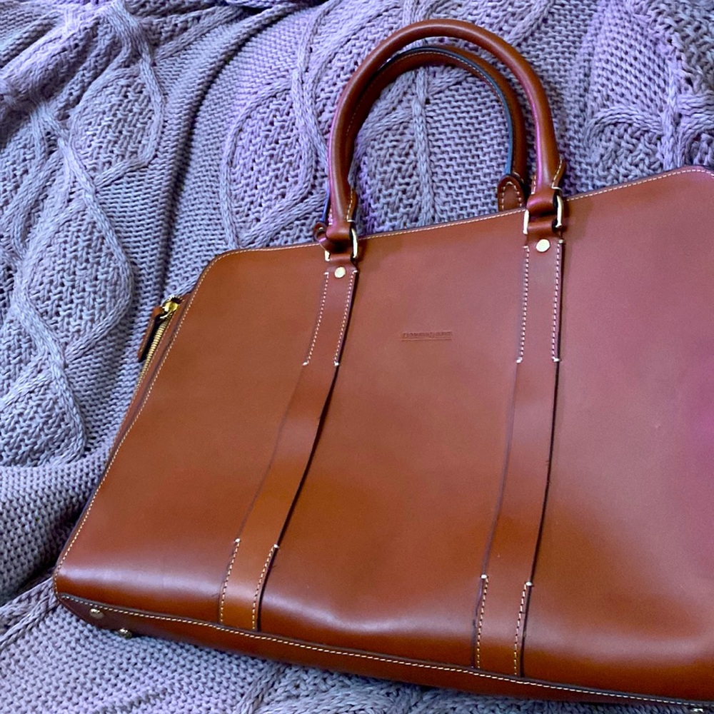 Dooney and Bourne Alto Briefcase in Saddle Color - Brown